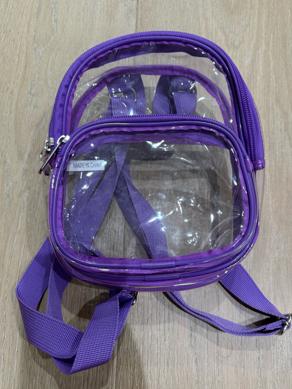 Clear Mini Stadium Backpack Purple Trim